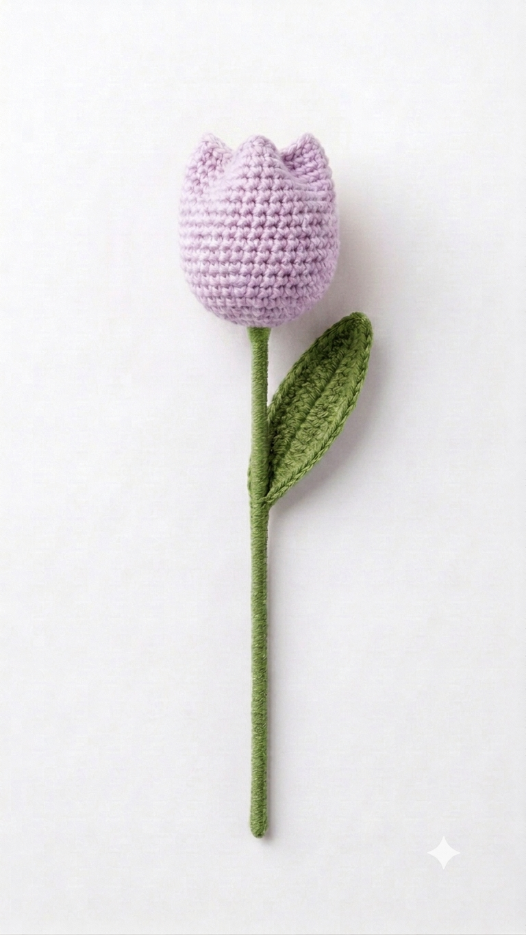 Handmade Crochet Tulip Light Purple Small