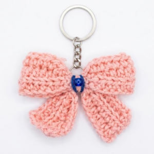 Handmade Crochet Keychain Ribbon Bow Peach