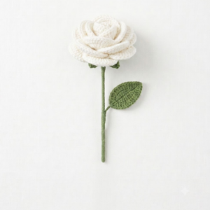 Handmade Crochet Rose White Small