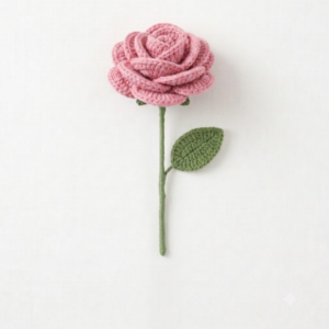 Handmade Crochet Rose Pink Small