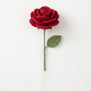 Handmade Crochet Rose Red Small