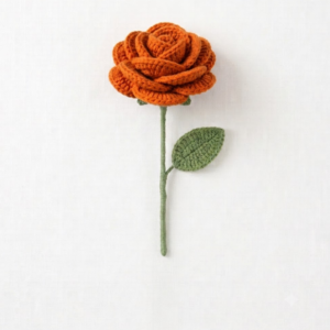 Handmade Crochet Rose Orange Small