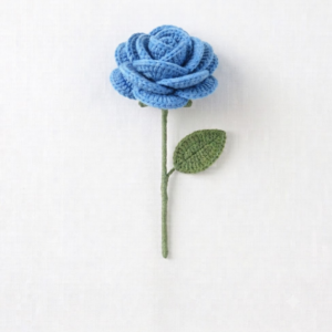 Handmade Crochet Rose Blue Small