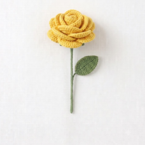 Handmade Crochet Rose Light Yellow Small