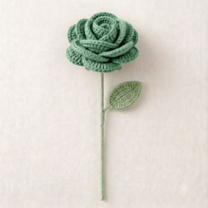 Handmade Crochet Rose Green Big