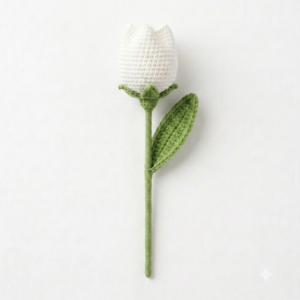 Handmade  Crochet Tulip White Small