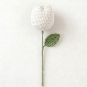 Handmade  Crochet Tulip White Big