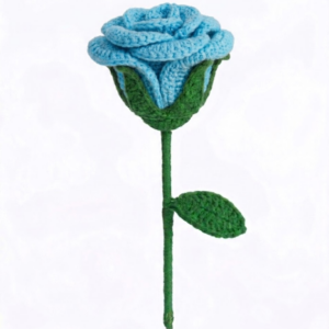 Handmade Crochet Bangalore Rose Sky Blue Big
