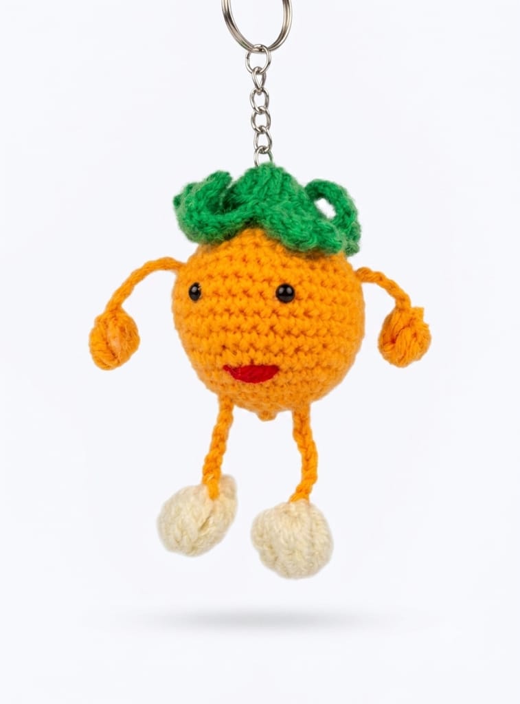 Handmade crochet orange Fruit keychain