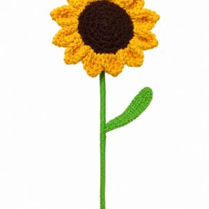 Handmade Crochet Sunflower Big Side Facing Light Green stem