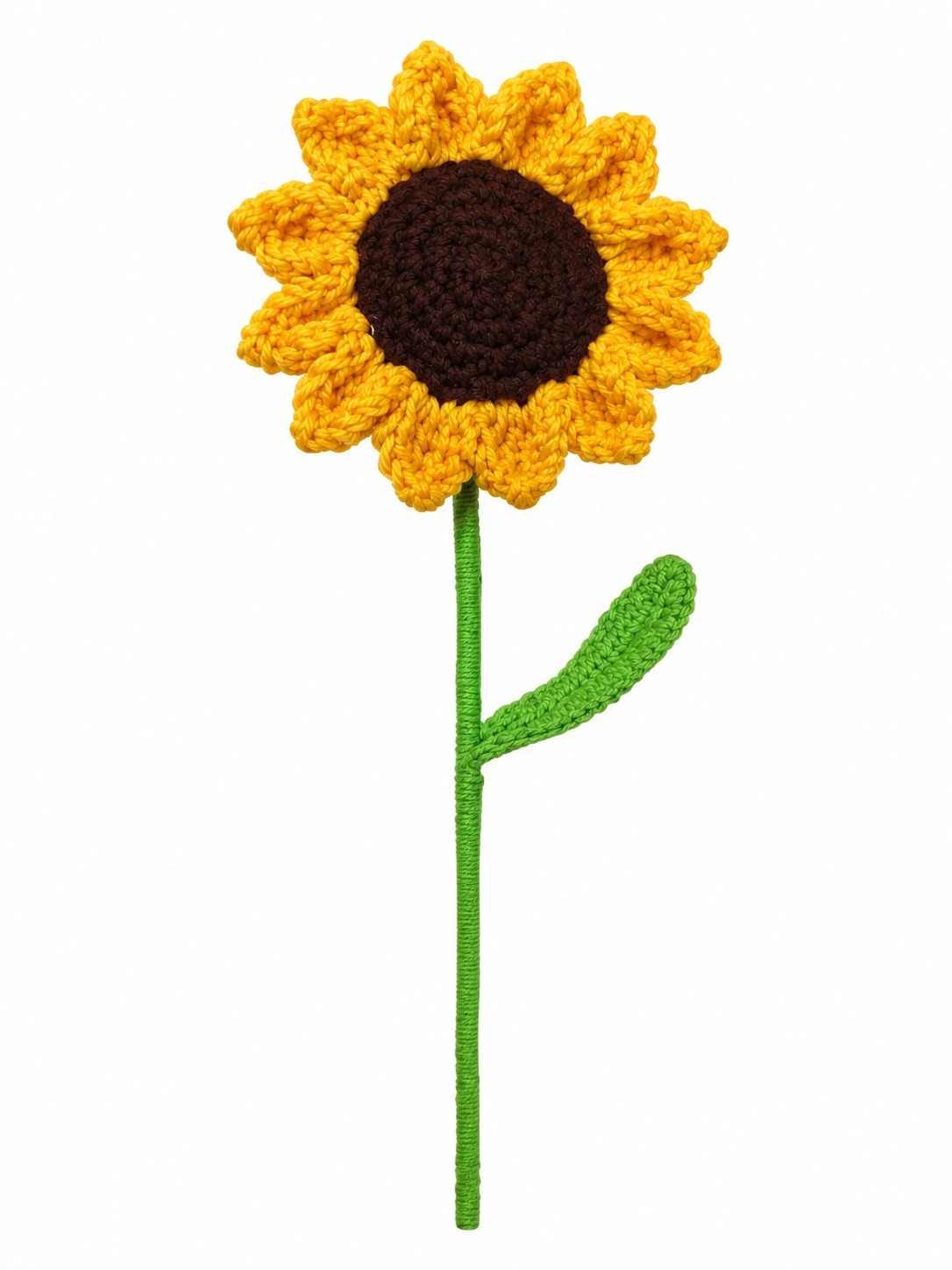 Handmade Crochet Sunflower Big Side Facing Light Green stem
