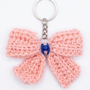 Handmade Crochet Keychain Ribbon Bow Peach