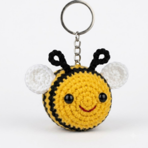 Handmade Crochet Round Honeybee key Chain