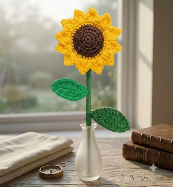 Handmade Crochet Sunflower Big - Image 2